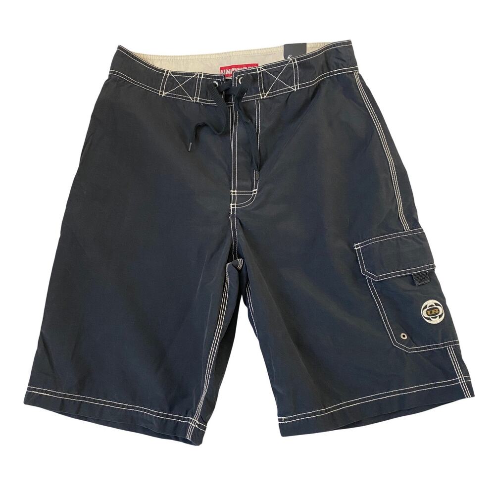 Unionbay Y2K Skater Cargo Board Shorts Men Size 33 Black Surf Beach Gorpcore NWT
